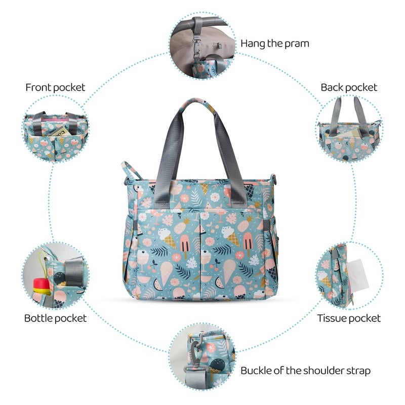 PHEBEN Store Diaper Bag Tote Satchel Waterproof Messenger Baby Diaper Bags for Mom and Dad Multifunction Medium Travel Tote Bags(Cartoon Dessert) - Image 4
